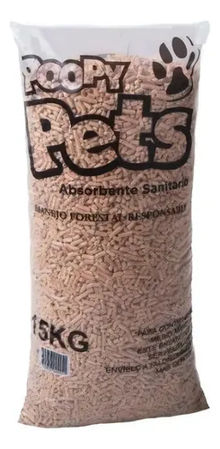 Maderitas Sanitarias Para Gatos Poopy Pets Pino X 15 Kg de peso neto y 15kg de peso por unidad