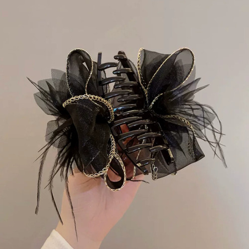 Clip De Pluma Elegante Con Flor Para El Cabello 2023