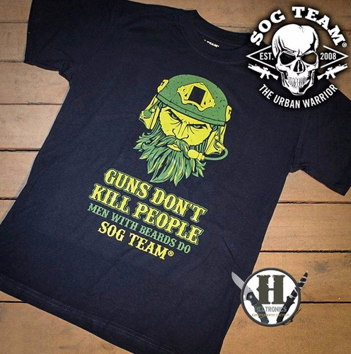 Remera Tactica Azul Guns Dont Kill People Sog Todos Talles