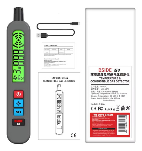 Detector De Fugas De Gas Natural Recargable Con Alarma
