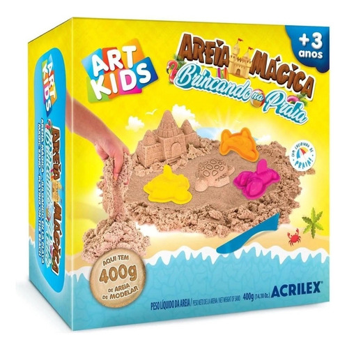 Areia Mágica Incolor Brincando Na Praia Artkids Acrilex 400g Cor Colorido