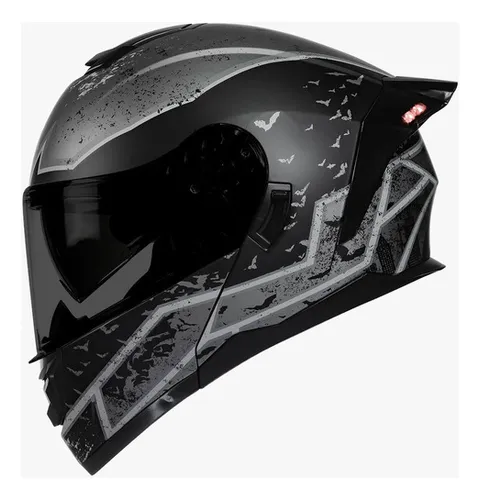 Casco Kov Abatible Dc Comics Batman Con Luz Led Certificado Color