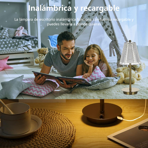 Lámpara De Mesa Escritorio Noche Recargable Control Tactil