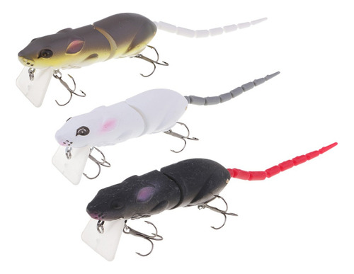 3pcs Soft Hollow Body Mice Rat Top-wasser Fishing Bass Baits