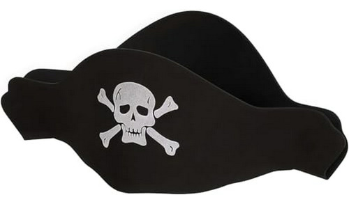 Sombrero Pirata Negro De Espuma Plana - Talla Única (pack De
