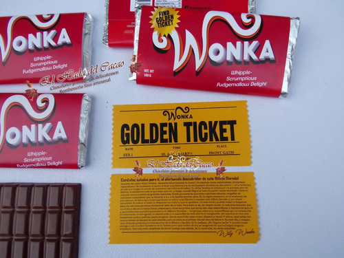 Chocolate Wonka Souvenir Regalo // Con Ticket Gold Doble Faz