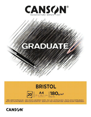 Bloco Graduate Bristol 180g 21x29,7 A4 20 Folhas Canson