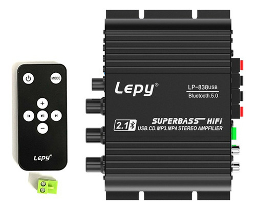 Amplificador De Subwoofer Usb Lepy 838 Hifi 2.1 12 V For Co