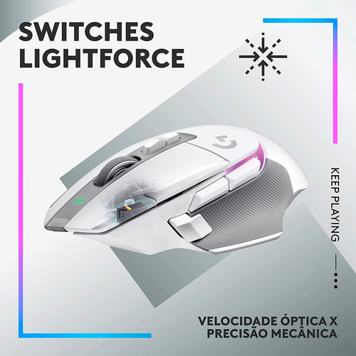 Mouse Gamer Sem Fio Logitech G502x Plus Rgb 25.600dpi Branco