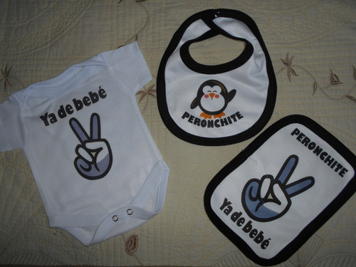 Imagen 6 de 8 de Combo Babero Y 2 Babitas Kirchnerista Peronista Pinguino