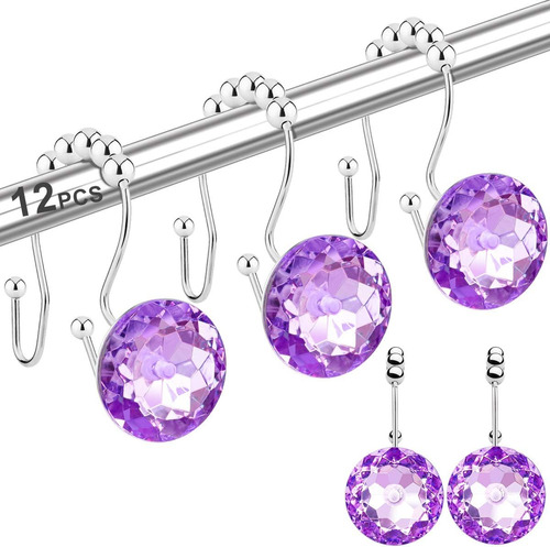 Ganchos Para Cortina De Ducha Doble Cristal Purpura 12u