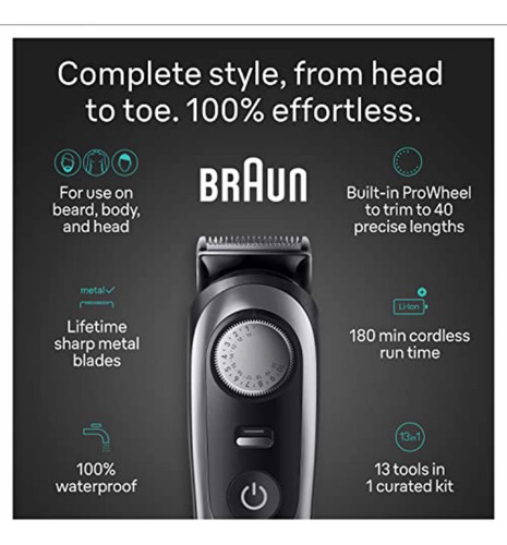 Kit Todo En Uno Braun Serie 9 9440, Recortadora 13 En 1 Color Plateado