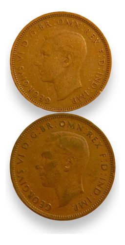 4 Monedas Inglaterra Cobre 1/2 Penny 1943, 44, 45 Y 46 (Usado)