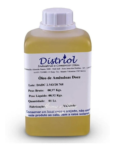 Distriol - Aceite Vegetal Almendras Dulce 1 Litro -100% Puro