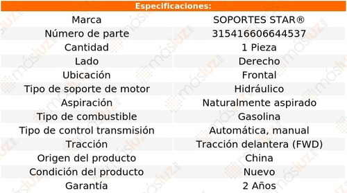 1) Soporte Motor Del Der Cruze 1.8l 4 Cil Aut, Std 12/16