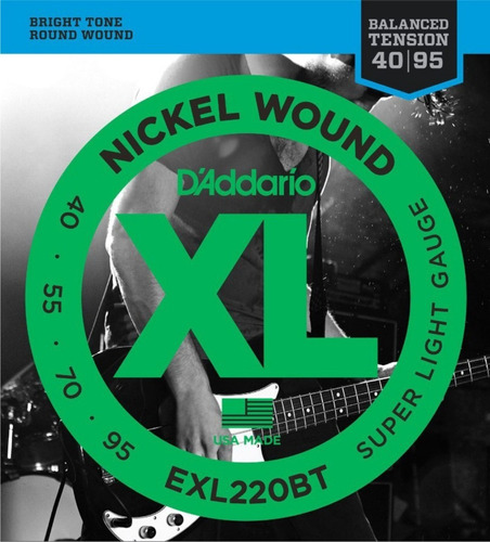 Encordado De Bajo Daddario Exl220bt 4 Cuerdas 040 - Premium