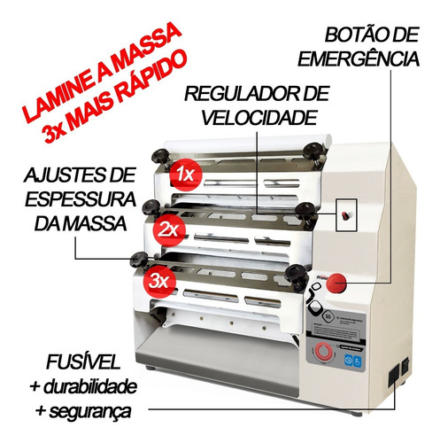 Imagem 3 de 5 de Cilindro Massa Laminador Eletrico Pastel Pão Pizza Bivolt