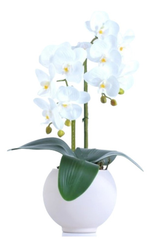 Arranjo 2 Orquídeas Artificiais Brancas Aquário Nude Flora