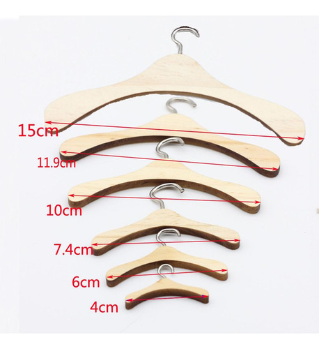 3 Perchas De Madera Para Casa De Muñecas Con Gancho De 12