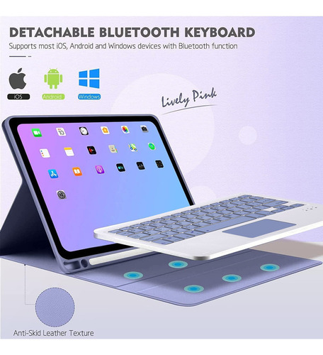 Funda Teclado Mouse+lápiz P/galaxy Tab S9 11 Y S9fe Púrpura