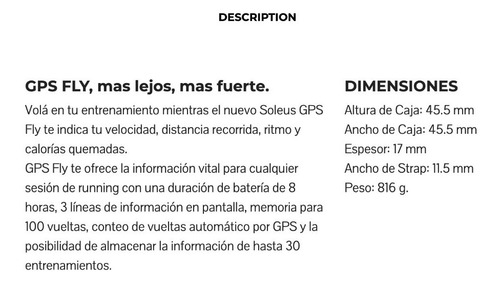 Imagen 3 de 4 de Reloj Soleus Gps Fly - Datos - Ritmo - Cal - Varios Colores
