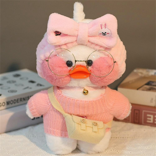Imagen 3 de 5 de Peluche Patito Kawaii Lalafanfan De 30cm Con Accesorios