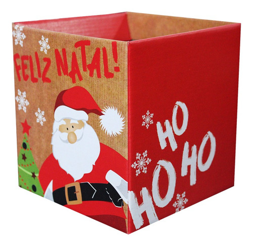 10 Cachepôs Grandes Quadrados Papel Estampado Noel Natal