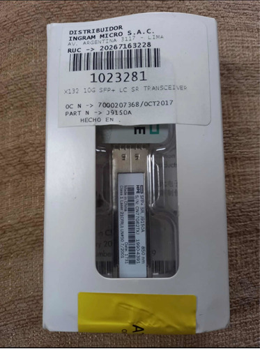 Transceiver Hpe Aruba J9150a X132 10gb Sfp+ Lc Sr 850nm