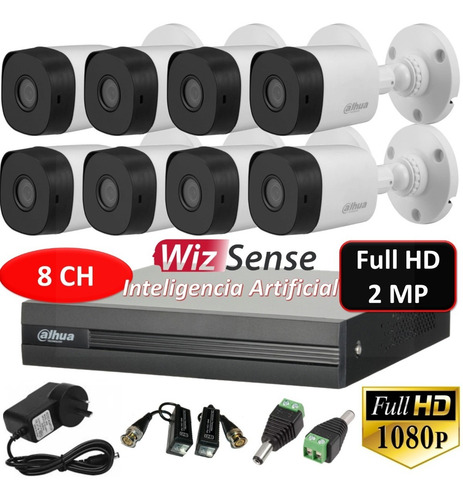 Imagen 1 de 10 de Kit Seguridad Dvr 8 Canales + 8 Cámaras Full Hd Exterior