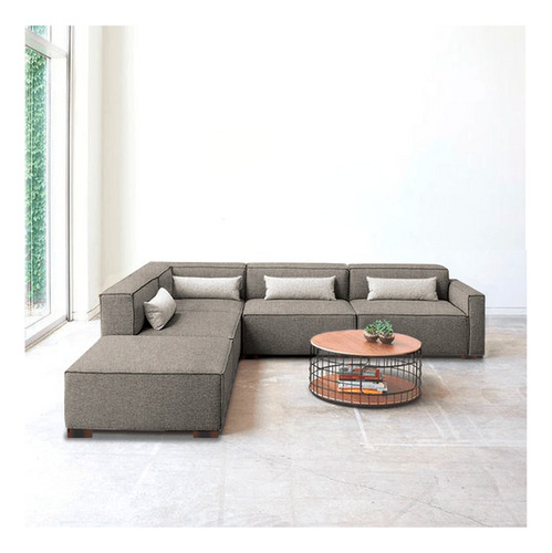 Mueble Sala Carmen Lino Gris Derecho 5pzs Mueble Sala Sofa