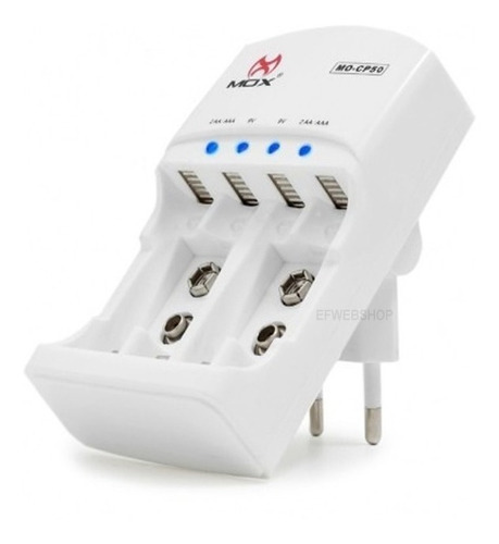 Imagem 4 de 5 de Carregador Com 4 Baterias 9v Recarregaveis 450 Mah Auto Stop