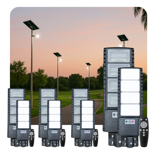 Luminaria Solar Led 120w Reflector Calle Fotocelula Pack X4 Negro Blanco Frío 4