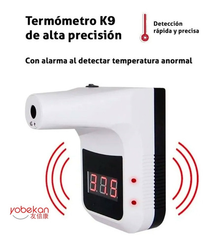 Imagen 2 de 7 de Termómetro Digital Infrarrojo De Pared Sin Contacto Yobekan