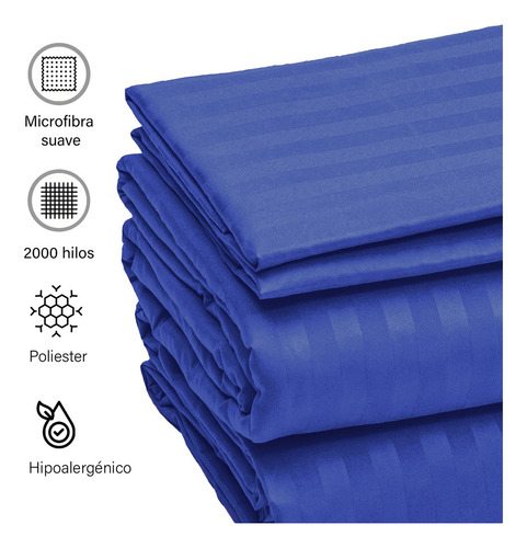 Juego De Sábanas Individuales Premium Microfibra Ultra Suave Color Azul Rey