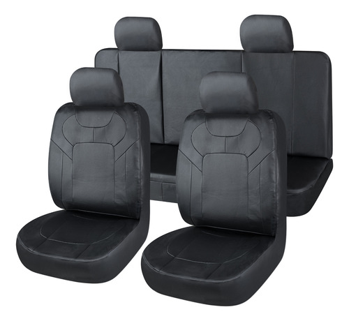 Funda Cubre Asiento Cuerina Auto Universal Completa Negra