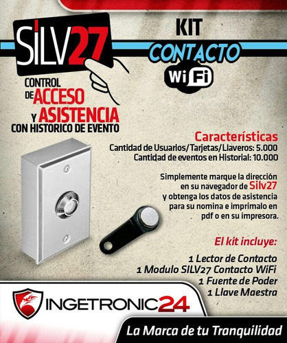 Control De Asistencia Silv27 Wifi  Llave De Contacto