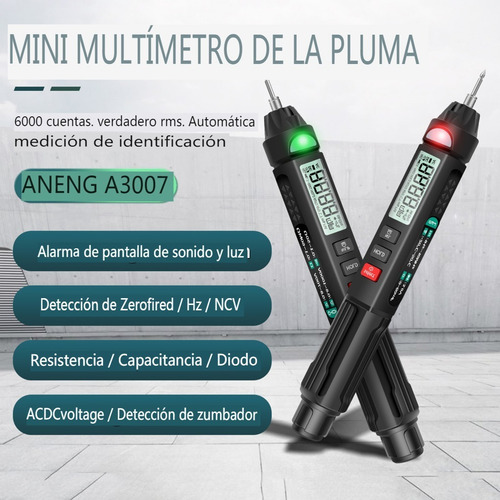 Imagem 3 de 10 de Caneta Multímetro Aneng Digital 6000 Contagens Capacitância
