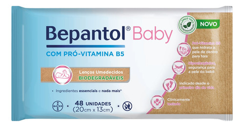 Toalhas Lenços Umedecidos Biodegradáveis Com 48un - Bepantol