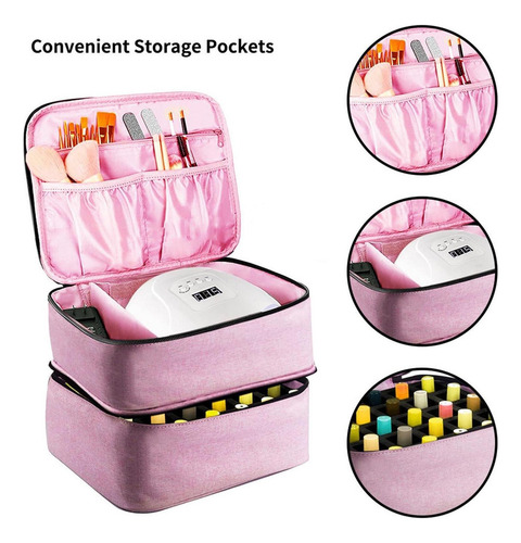 Bolsa De Almacenamiento De Esmalte De Uñas Portátil Rosa