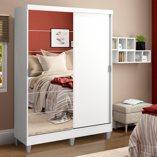 Ropero Closet Luke Madesa 2 Puertas 1 Espejo Y Pies Color Blanco