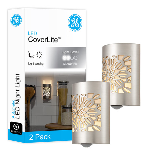 Ge Coverlite - Luz Nocturna Led, Diseño Floral, 2 Unidades.