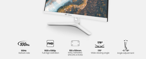 Monitor Gamer Curvo Crua Cr270qb 27 White Hdmi 100 V/127V Admite sincronización automática 1080P HD 100HZ