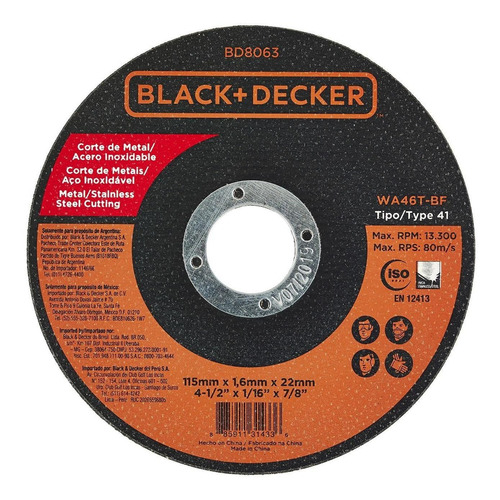 Imagen 3 de 10 de Kit Pulidora 4-1/2 + Guantes, Gafas Y 10 Discos Black+decker