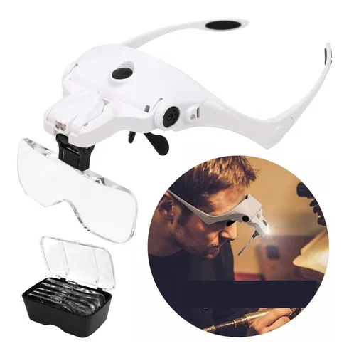 Gafas Lupa Visera Luz Led Recargable Lente Optivisor Aumento