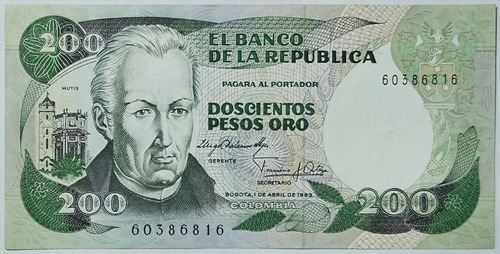 Billete 200 Pesos 01/abr/1983 Ibb Colombia Unc