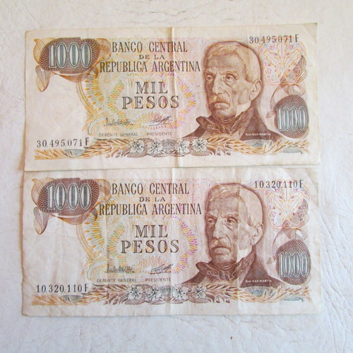 2 Billetes 1000 Pesos Ley 18.188  (bcra - Argentina)