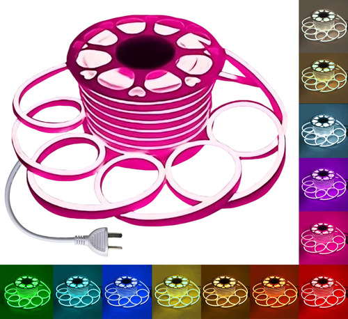 Tira Manguera Luz Led Flexible Neon Exterior 50mts Rosa Veoquiero