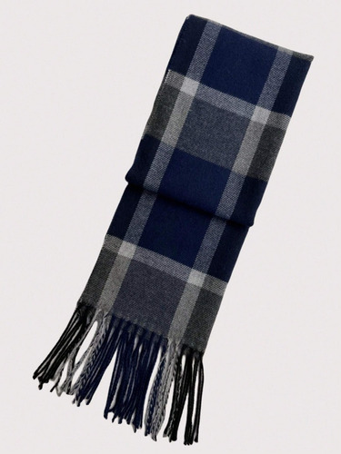 Bufanda Kastpe Windsor Rectangular Azul Con Flecos