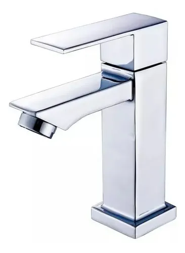 Torneira Banheiro Inox Luxo Quadrada De Volta Toda Metal Prateado