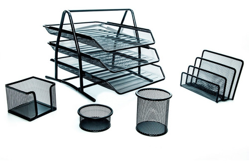 Bandeja Papelera Metal Portapapeles + Kit Oficina Escritorio